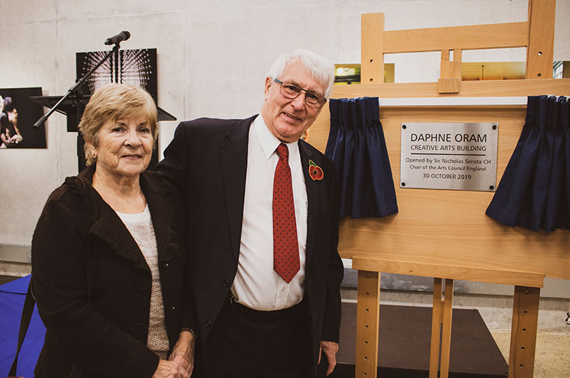 Martin and Viv Cook at the opening of the Daphne Oram Building, 2019